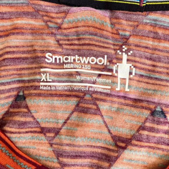 SmartWool Sz XL Merino Base Layer 150 Short Sleeve T-shirt Habanero Print Red - Picture 6 of 16
